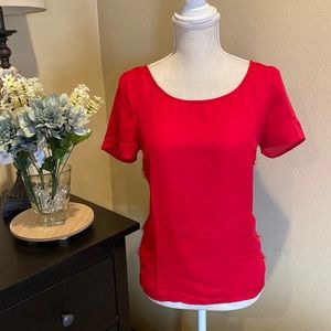 LC Lauren Conrad Red Lace Detail Blouse